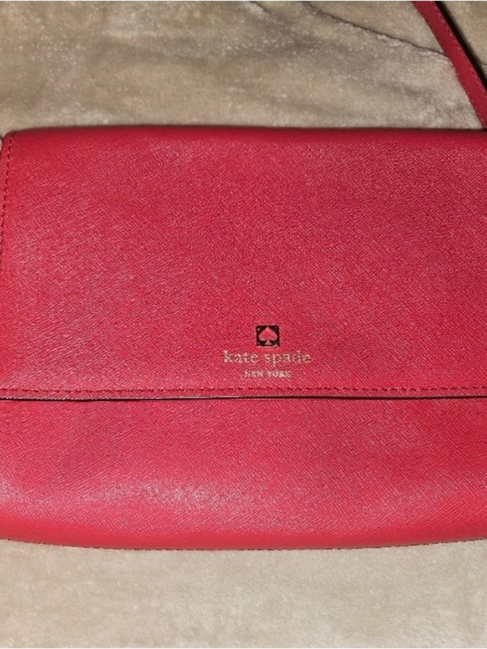 kate spade red crossbody with gold logo - Picture 2 of 14
